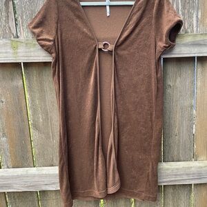 Chocolate brown terry blouse/cardigan